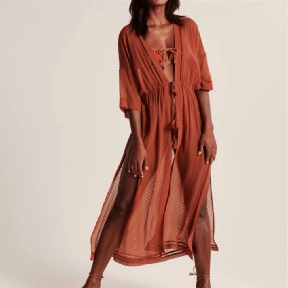 NWOT Abercrombie Terracotta Swiss Dot Cover-Up